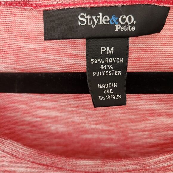 ❤️EYEGLASS Shirt Rhinestone and Gold design Style & Co Gathered short sleeve Red - Picture 3 of 6